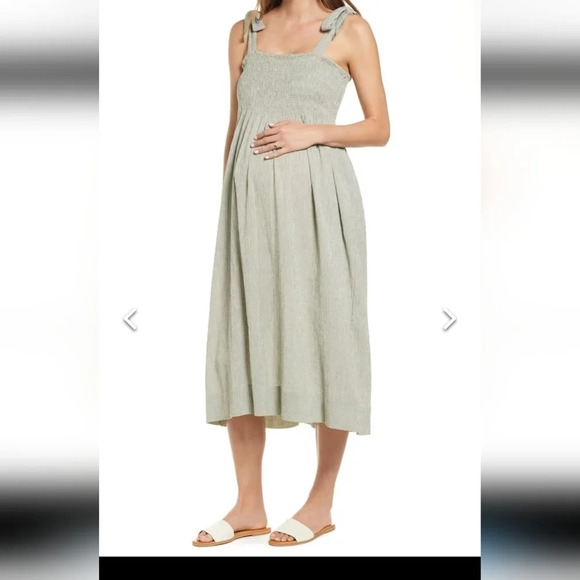 Hatch Maternity Women’s THE MARGAUX DRESS in Sage Gingham Cotton Size 0 (XS) - Picture 1 of 10